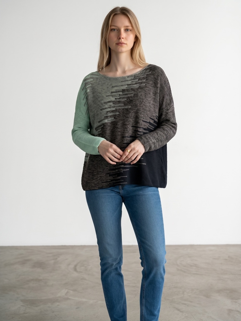 MarlaWynne Colorblock Gradient Knit Viscose Sweater Size M